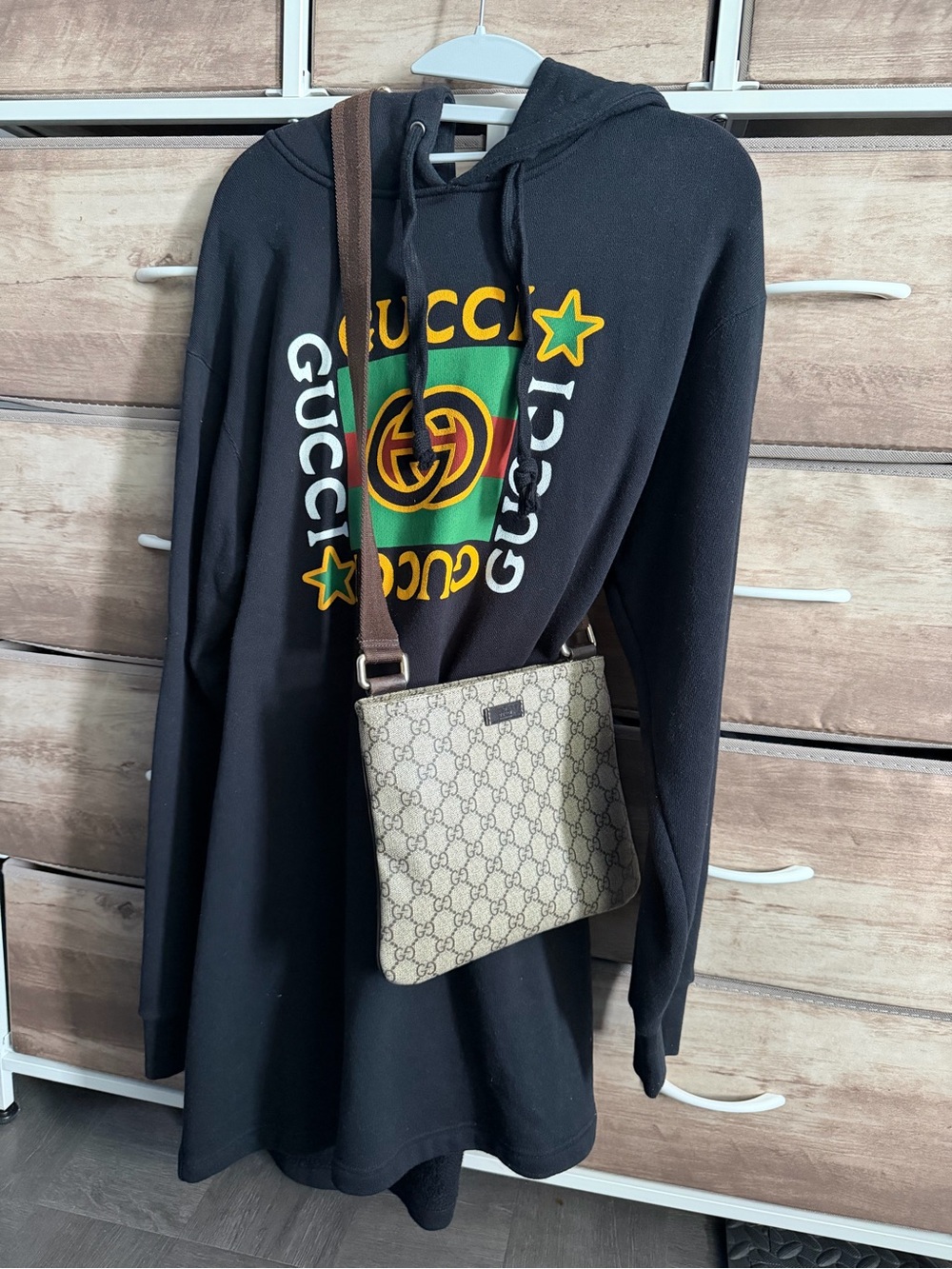 Gucci Beige GG Supreme Canvas Messenger Bag with Brown Strap - Picture 10 of 10